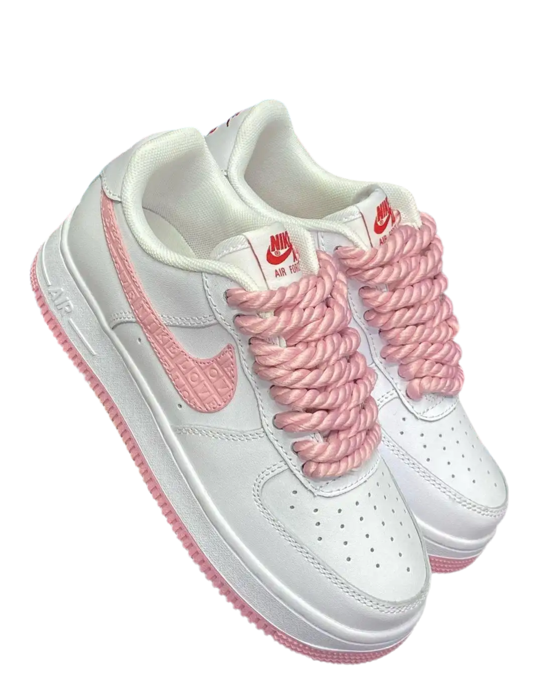 Nike Air Force 1 "White" with pink small laces